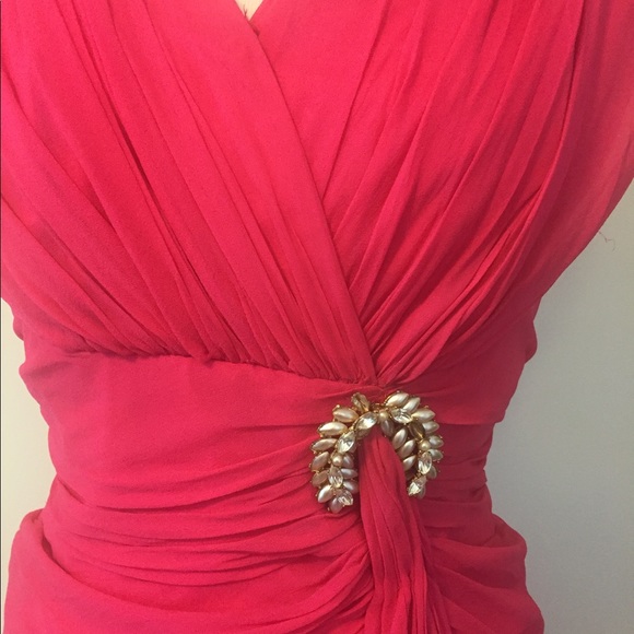Vintage 1950s Bright Pink Chiffon Cocktail Dress - Picture 3 of 12
